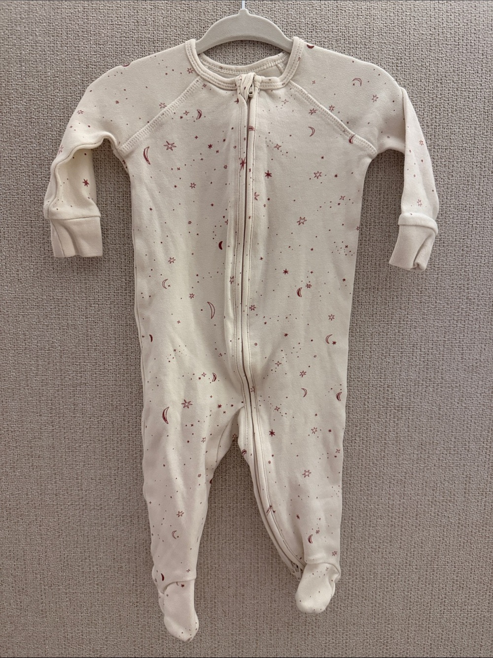 Pehr Cream Baby Footed One-Piece with Pink Star & Moon Print Pajama